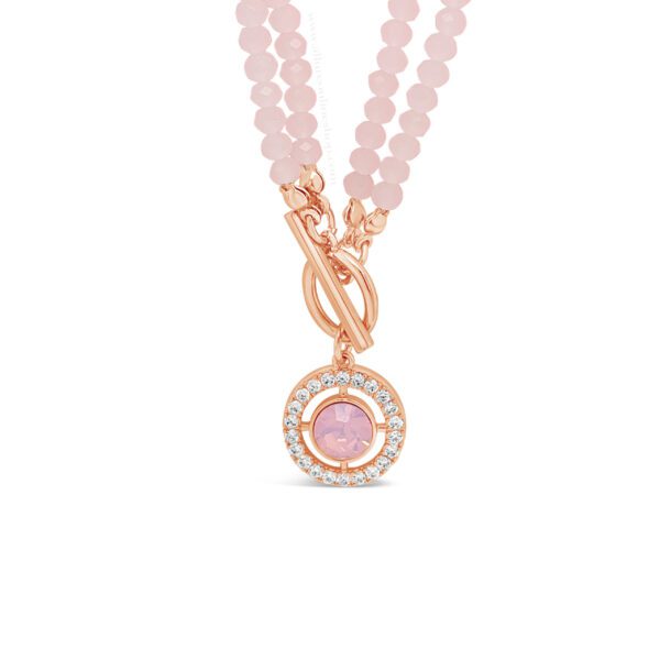 Absolute Rose Beads & Crystals 2 Way (Long or Short) Necklace Rose Gold 16''/36'' N2179PK