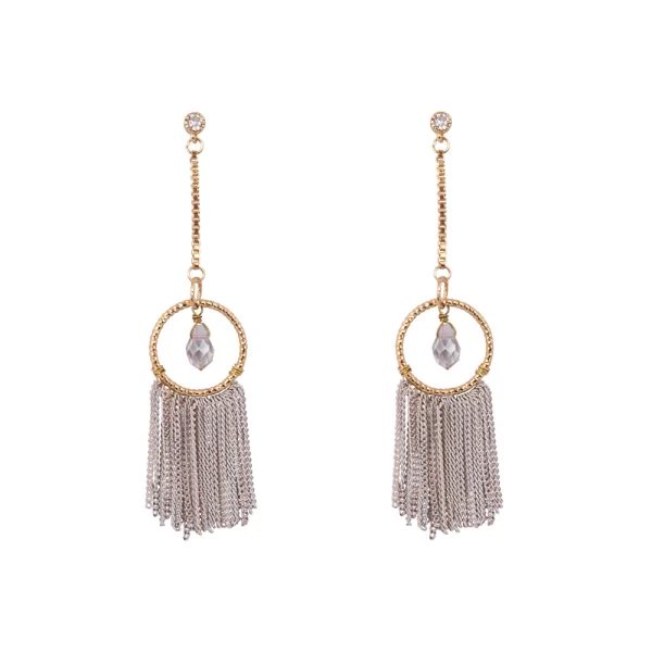 WHITE TASSEL EARRINGS