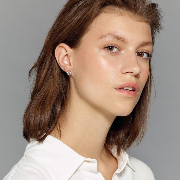 NOBLE Stud Earring With White Crystals Gold - Image 3