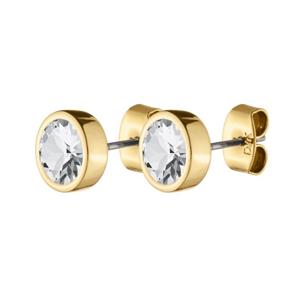 NOBLE Stud Earring With White Crystals Gold