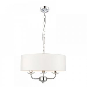 Vintage White & Nickel with Crystal 3 Light Pendant
