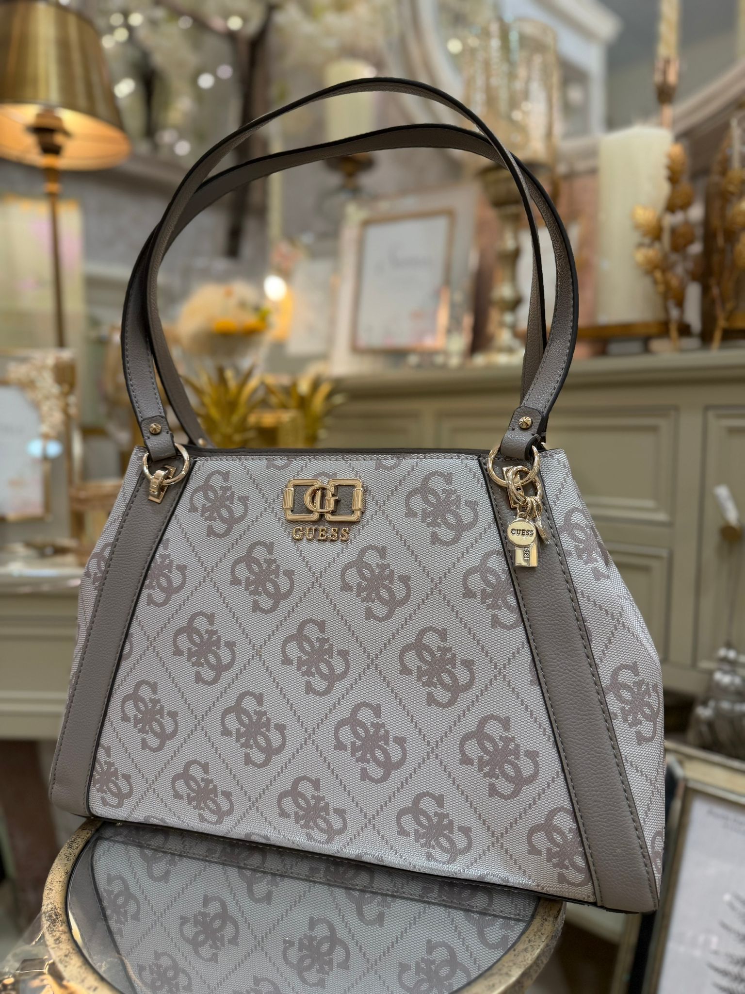 GUESS Karnilla Logo Shopper Dark Taupe Logo - Image 2