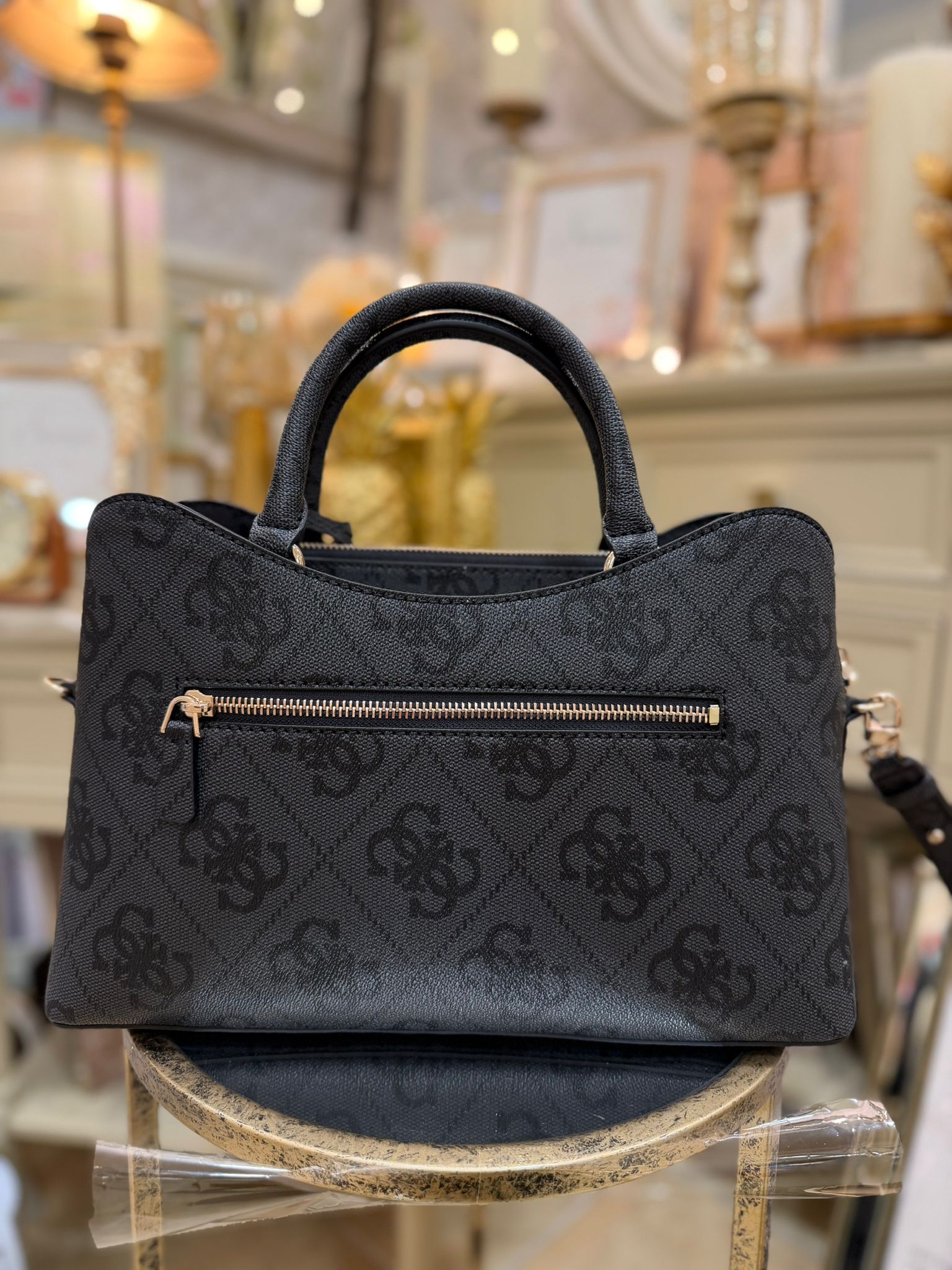 GUESS Janie Logo Handbag Coal - Image 2