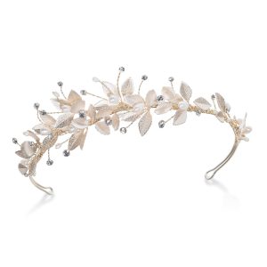 Olympia Crystal & Freshwater Pearl Headpiece Gold