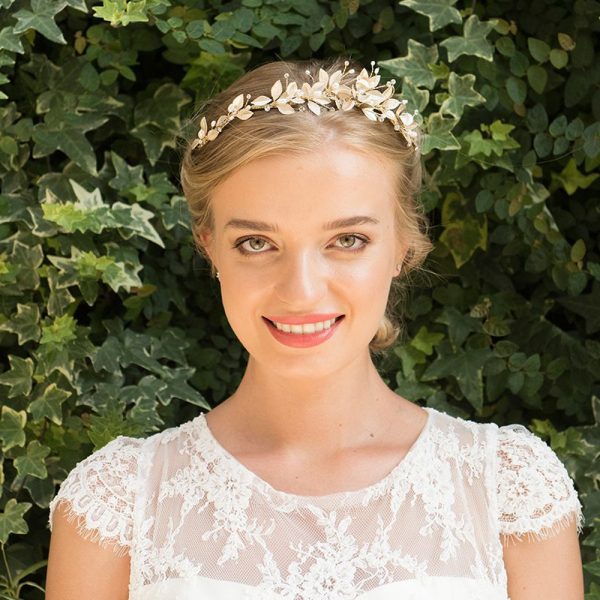 Olympia Crystal & Freshwater Pearl Headpiece Gold - Image 4