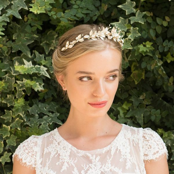 Olympia Crystal & Freshwater Pearl Headpiece Gold - Image 3
