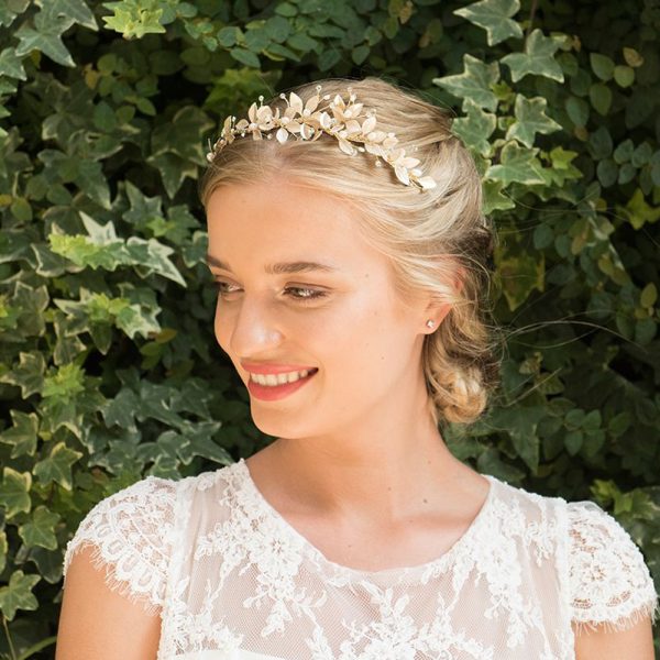 Olympia Crystal & Freshwater Pearl Headpiece Gold - Image 2