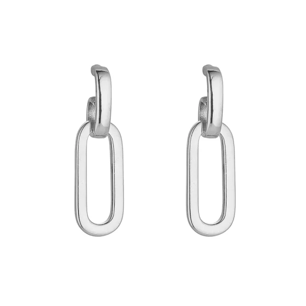 PAPER CLIP RHODIUM DROP EARRINGS