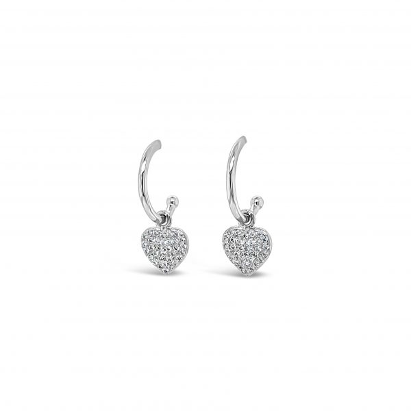 Absolute Sterling Silver Heart Drop Earrings SE195SL - Image 2