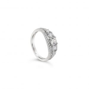Absolute Sterling Silver Ring 5 Stone Claw Set In Cubic Zirconia Surround SR109SL