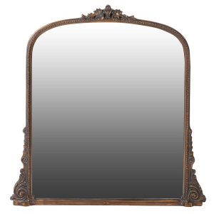 Carved Effect Antique Gold Wall Overmantle Mirror