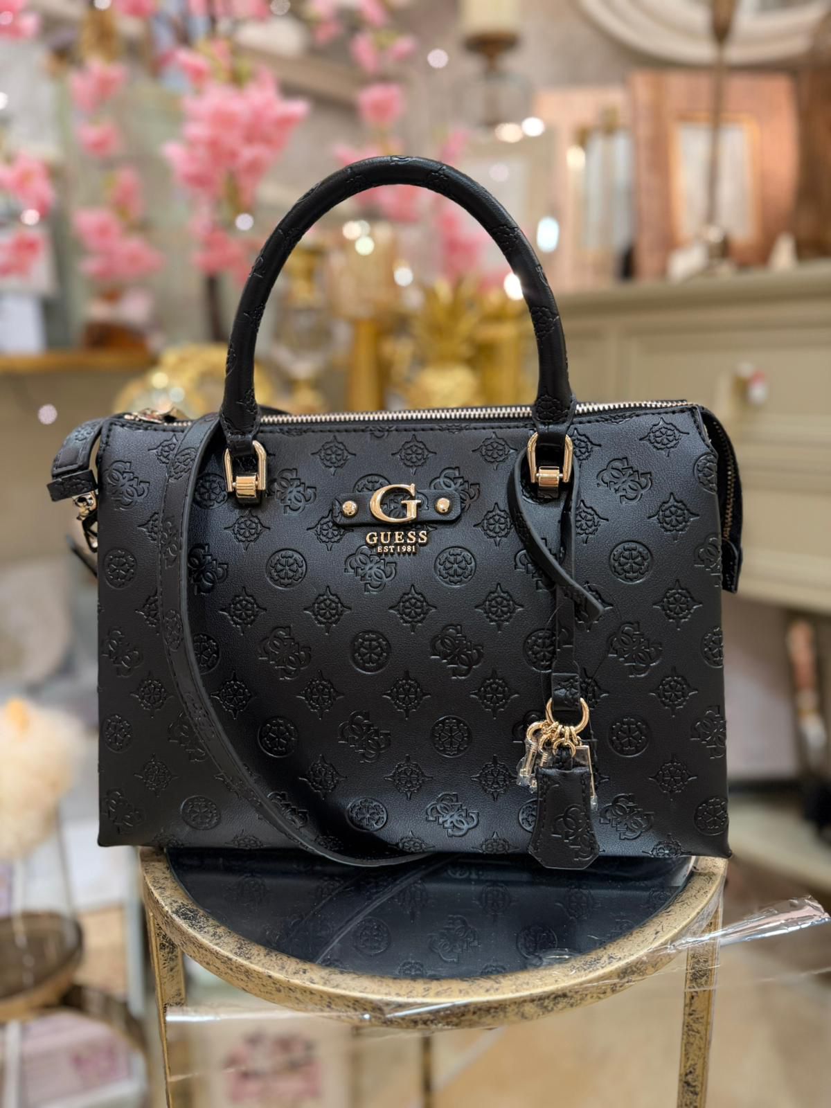 GUESS Dita Debossed-logo Handbag Black