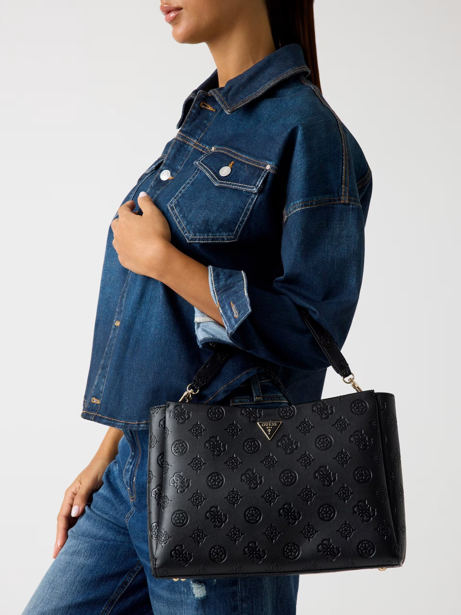 GUESS Tisha 4G Peony Logo Handbag Black - Image 2