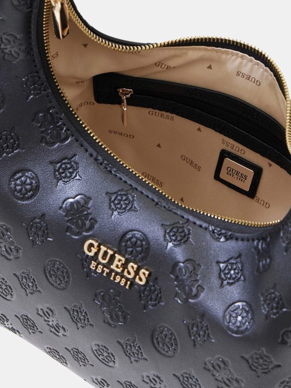 GUESS Phoebe 4G peony Logo Hobo Bag Black - Image 5
