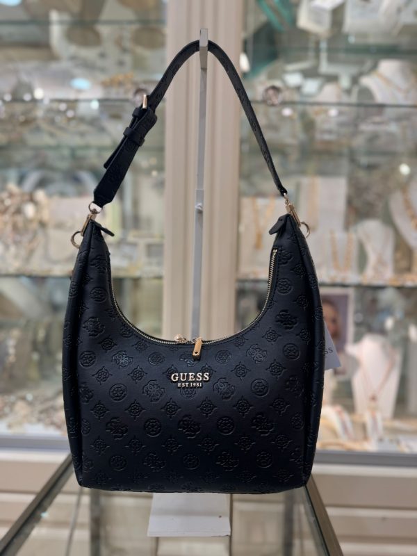GUESS Phoebe 4G peony Logo Hobo Bag Black