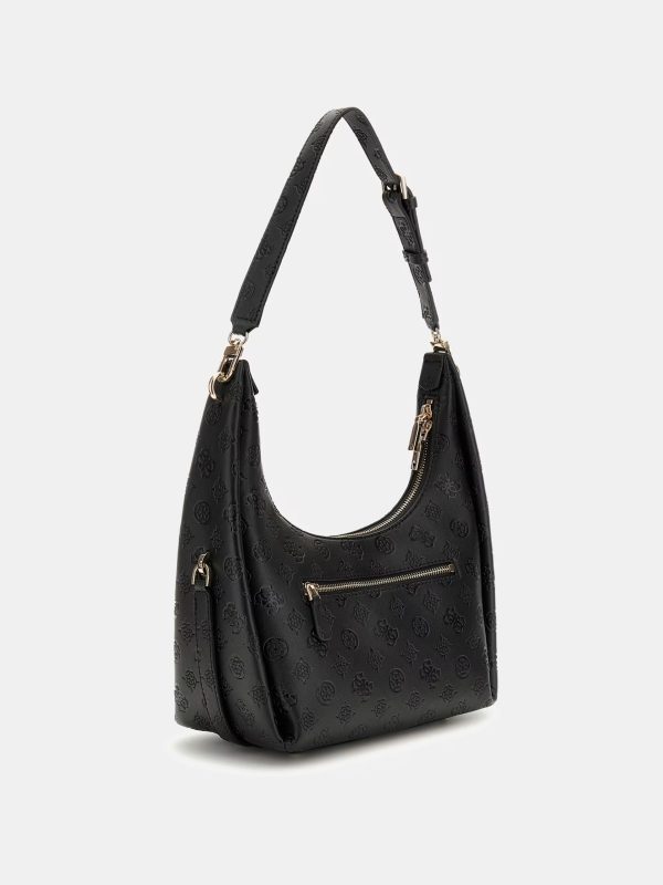 GUESS Phoebe 4G peony Logo Hobo Bag Black - Image 3