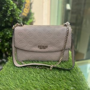 GUESS Phoebe Mini Crossbody Bag 4G Peony Logo Taupe