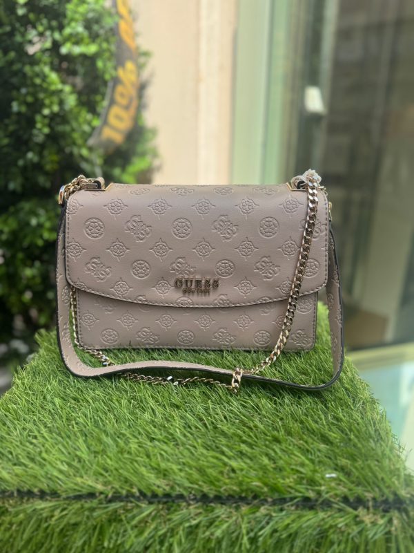 GUESS Phoebe Mini Crossbody Bag 4G Peony Logo Taupe