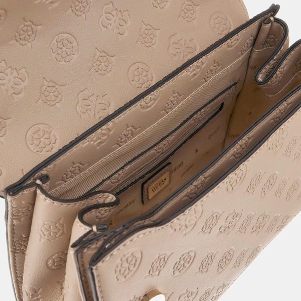 GUESS Phoebe Mini Crossbody Bag 4G Peony Logo Taupe - Image 3