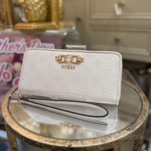 GUESS Anise Debossed - logo Maxi Wallet Off White