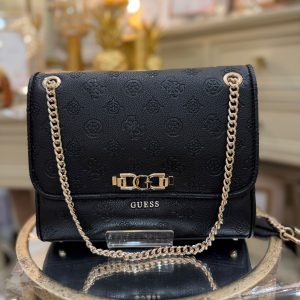 GUESS Anise Debossed-logo Convertible Xbody Flap Black