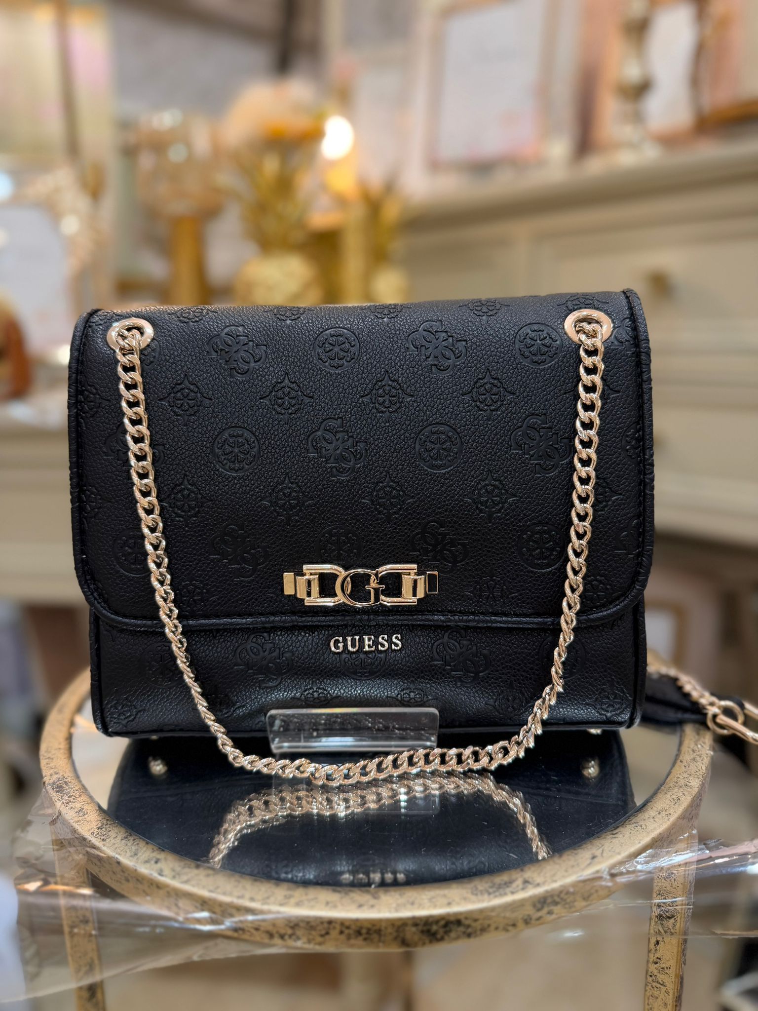 GUESS Anise Debossed-logo Convertible Xbody Flap Black