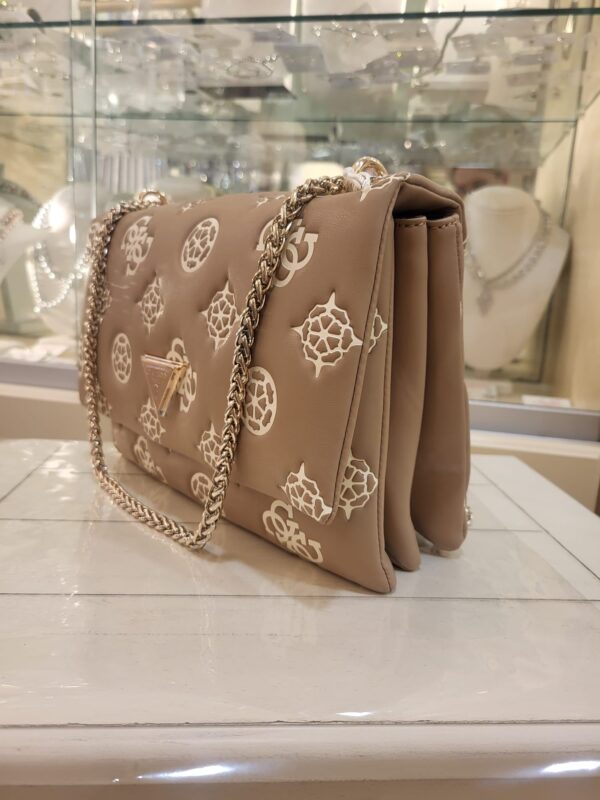 GUESS Deesa Peony 4G Logo Crossbody Bag Taupe - Image 3