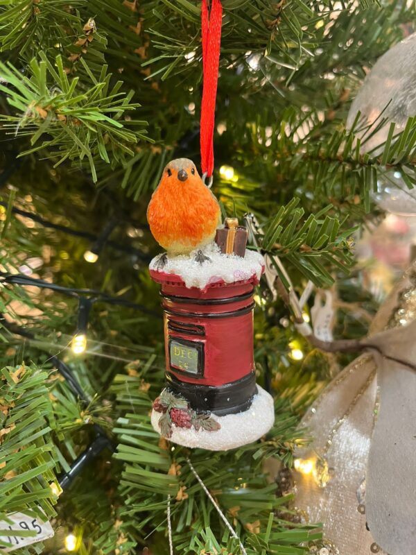 Robin on Post Box - Bird House Ornament 9cm ASS/2