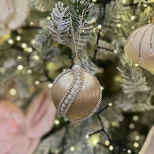 Champagne Gold Silk Thread with Pearl Detail Bauble 10cm