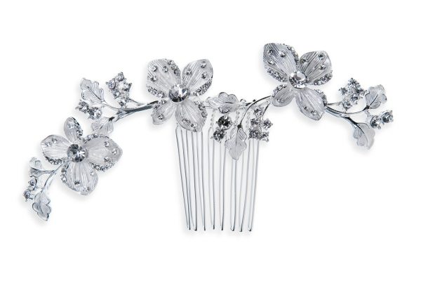 Peony Silver Crystal Hair Comb