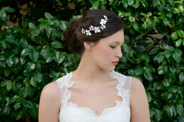 Peony Silver Crystal Hair Comb - Image 3