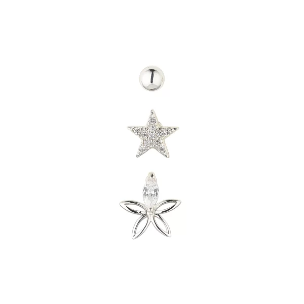 HARPER SILVER TRI SET EARRINGS