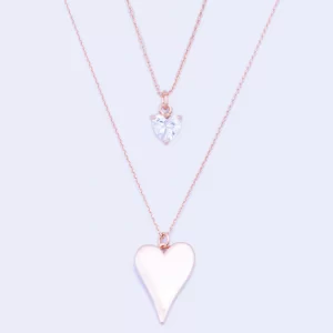 ROSE GOLD DUO DROOPING HEART NECKLACE