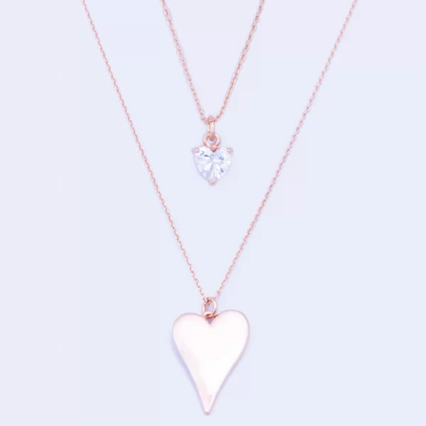 ROSE GOLD DUO DROOPING HEART NECKLACE