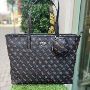 GUESS Power Play Travel Shopper Bag Brown Logo