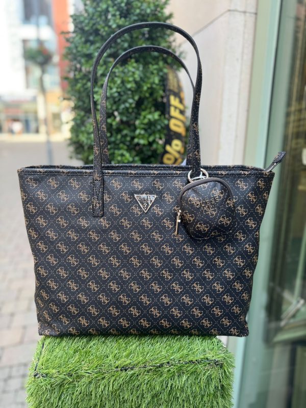 GUESS Power Play Shopper Bag 4G Logo Brown