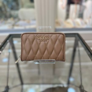 GUESS Valla Quilted Mini Wallet Beige