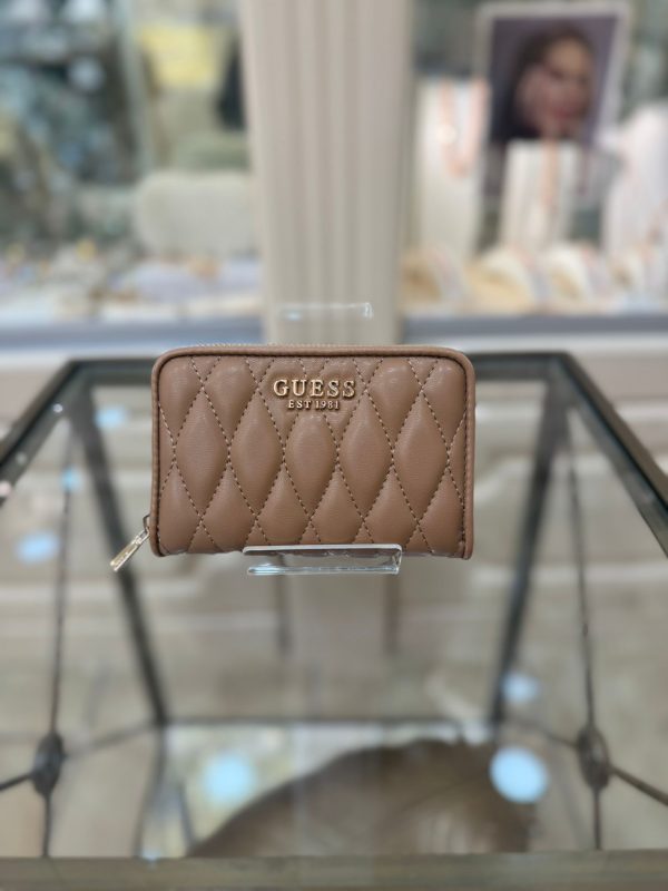 GUESS Valla Quilted Mini Wallet Beige