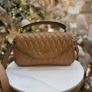 GUESS Valla Quilted Handbag Beige