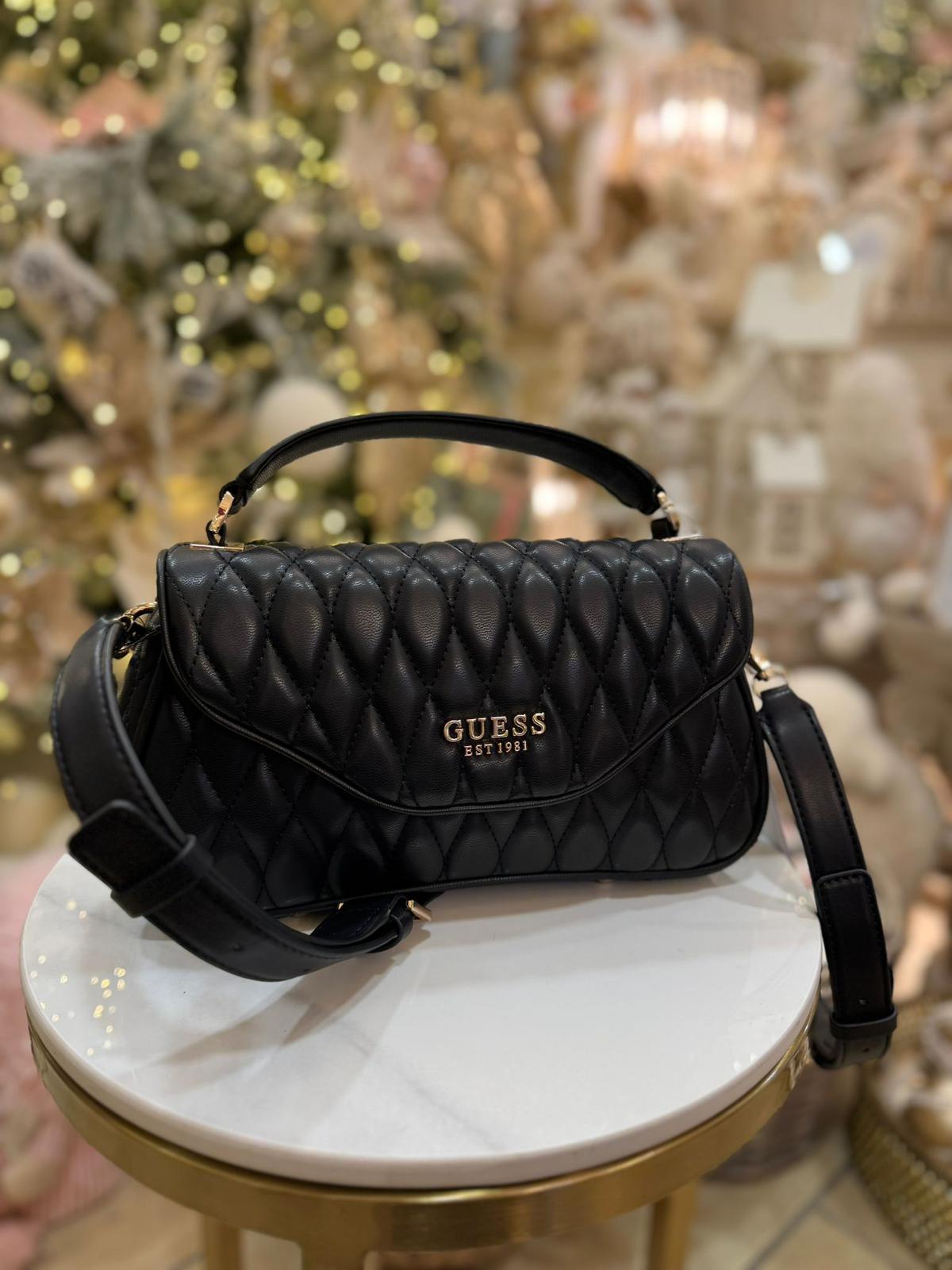 GUESS Valla Quilted Handbag Black
