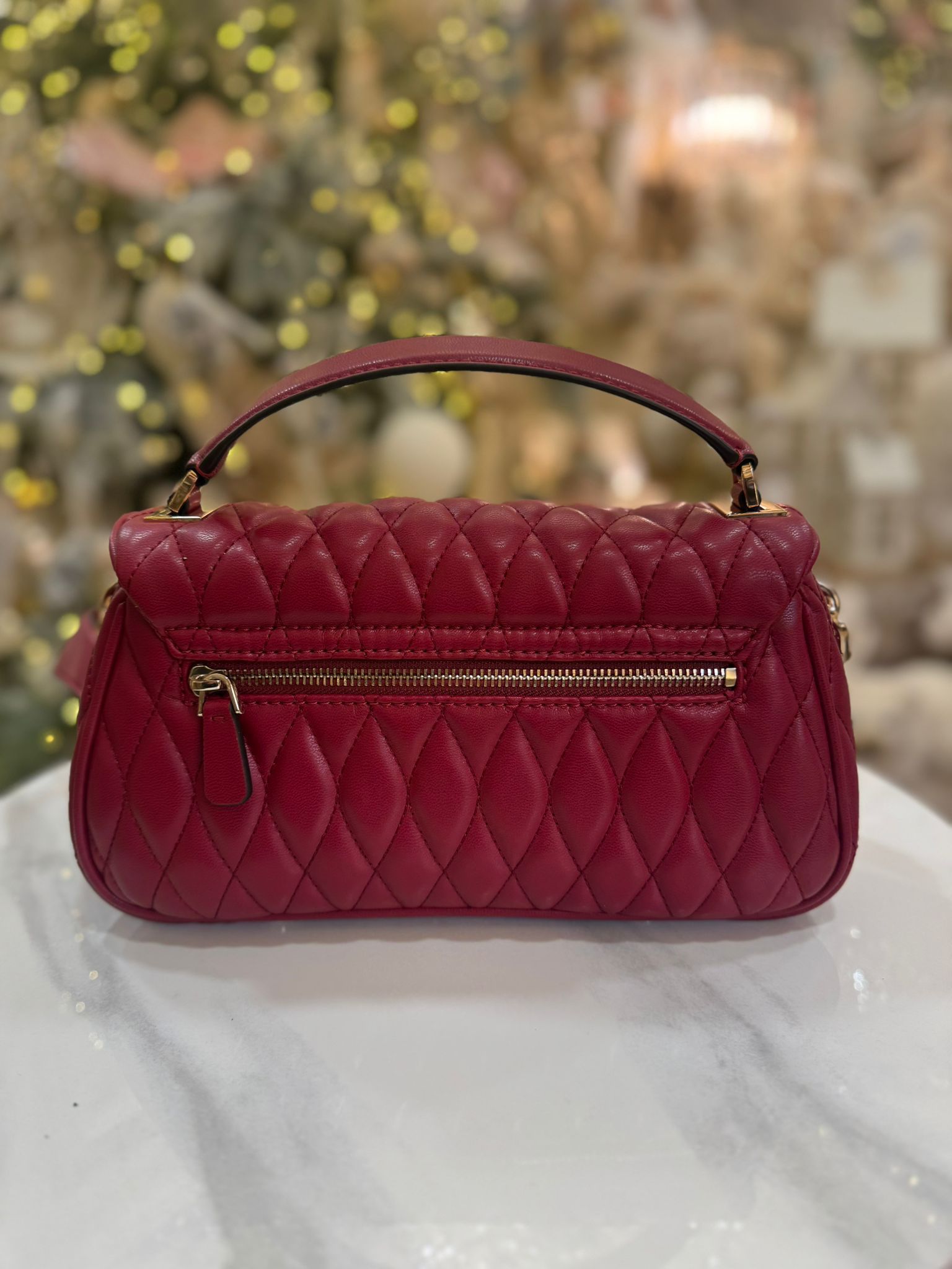 GUESS Valla Quilted Handbag Red - Image 2