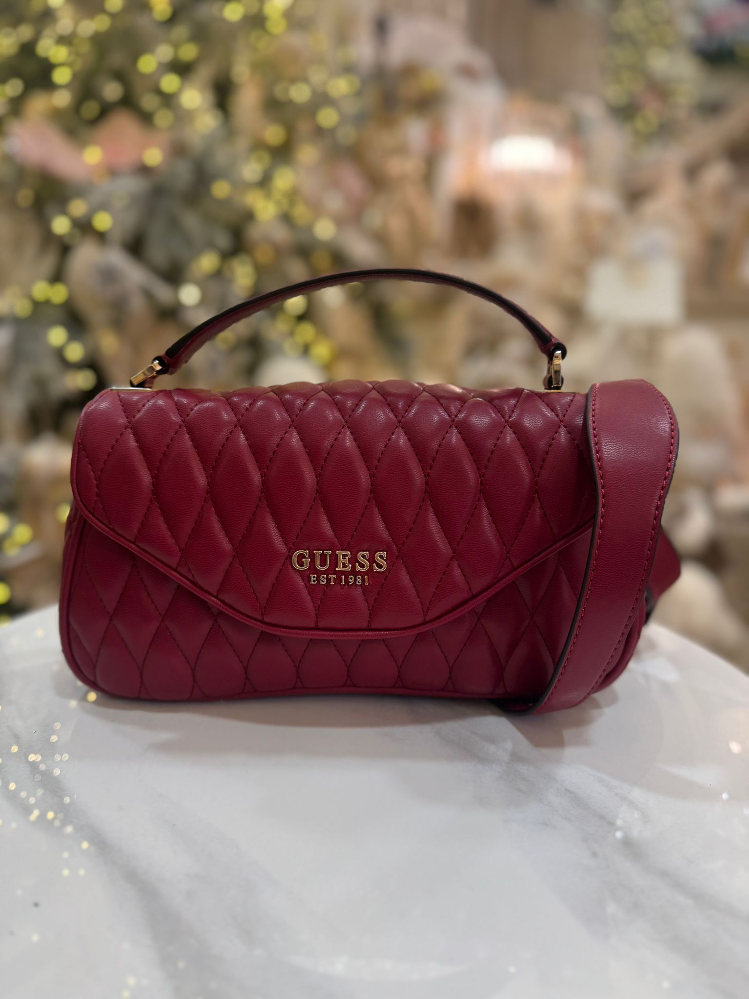 GUESS Valla Quilted Handbag Red