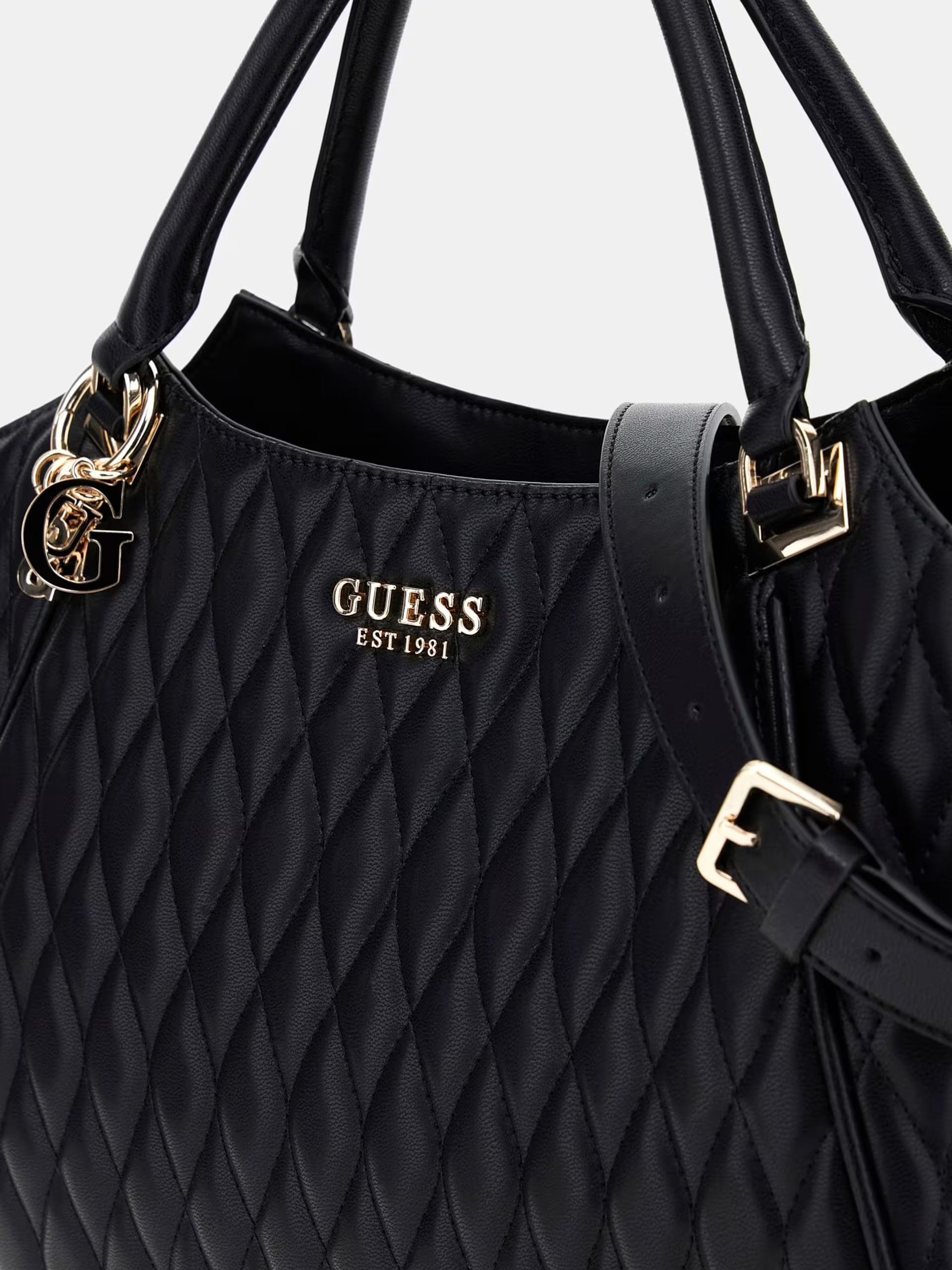 GUESS Valla Quilted Shopper Black - Image 5