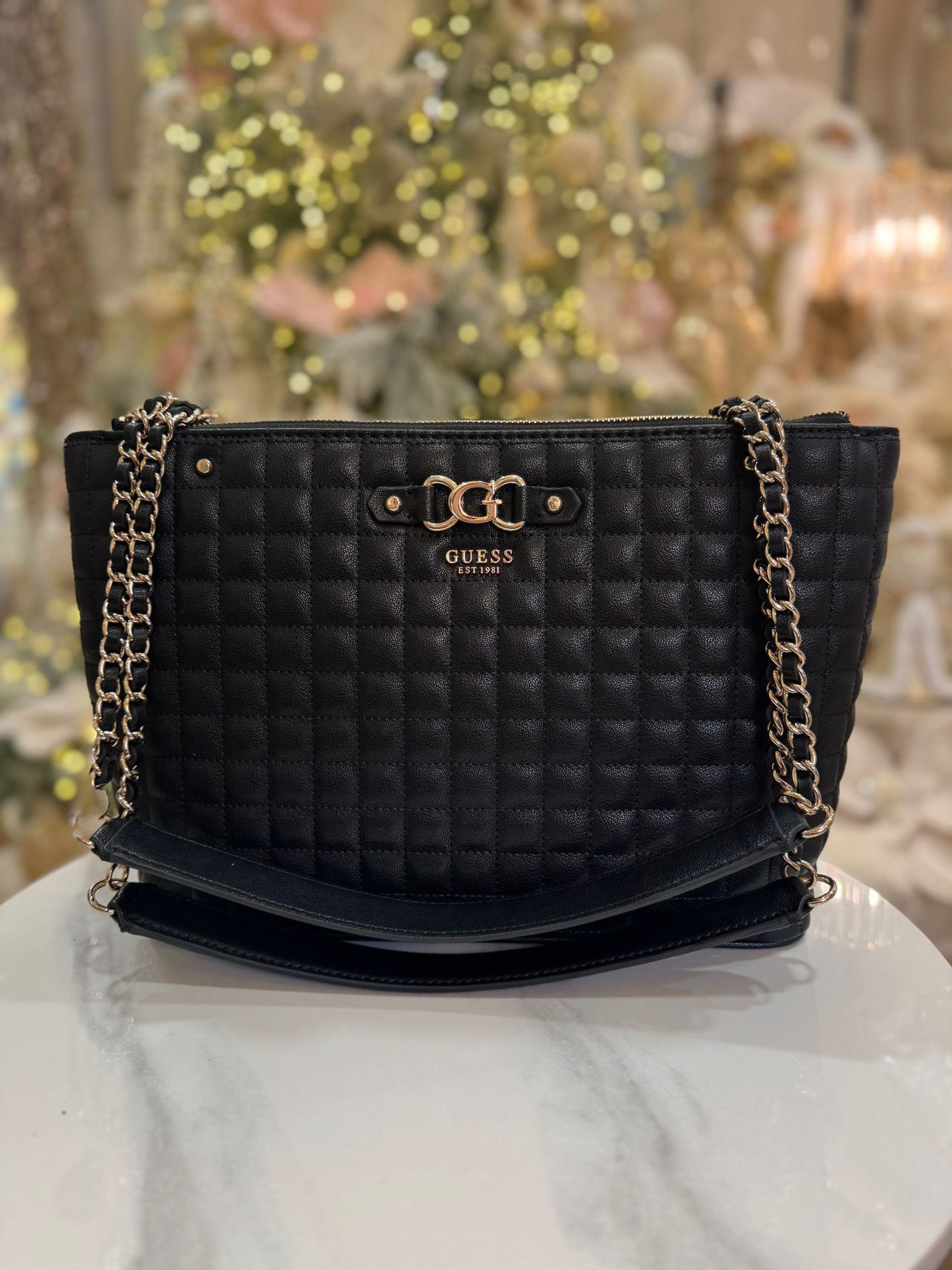 GUESS Nadira Quilted Shopper Black