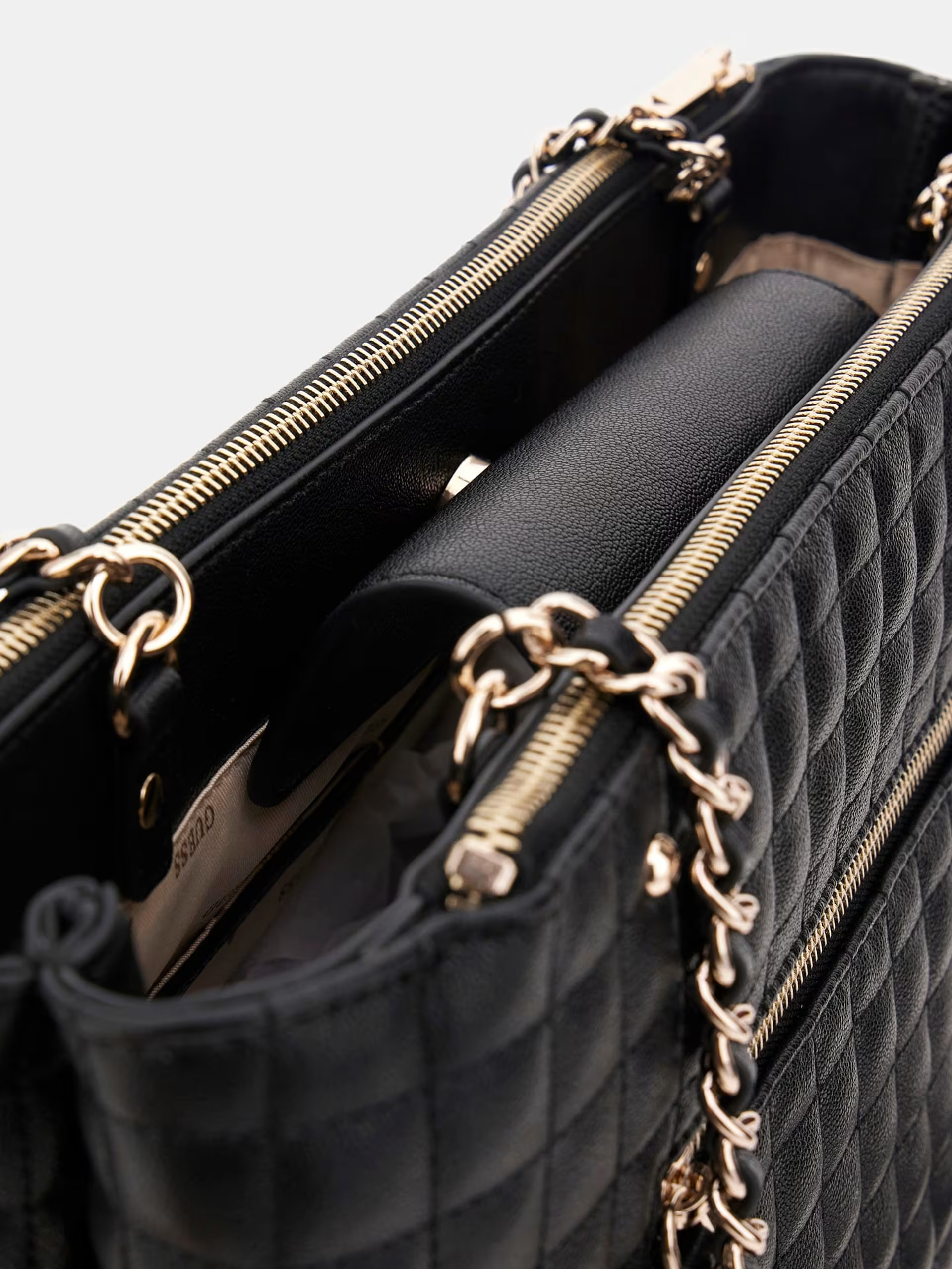 GUESS Nadira Quilted Shopper Black - Image 3