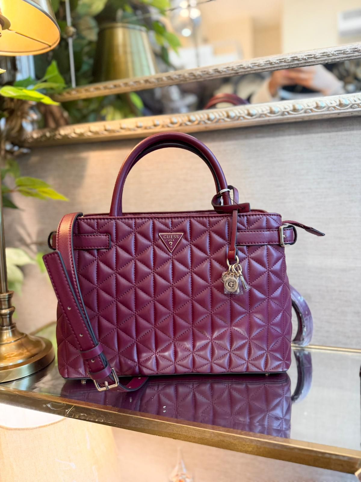 GUESS Paisleigh Quilted Bag Burgundy