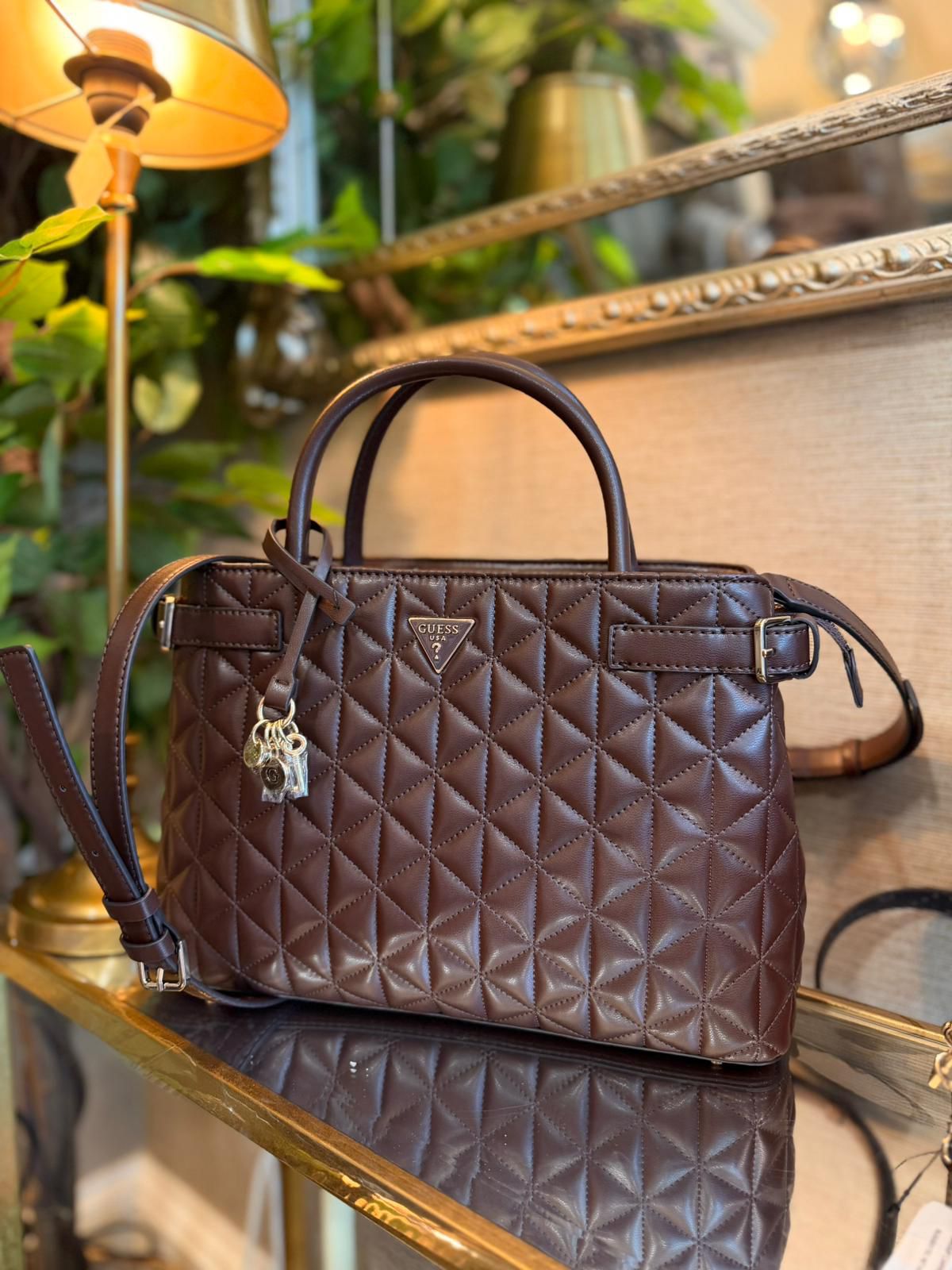 GUESS Paisleigh Quilted Bag Espresso - Image 2