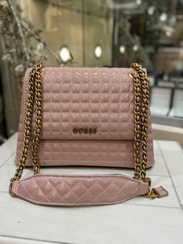 GUESS Tia Patent Leather Crossbody Bag Rose