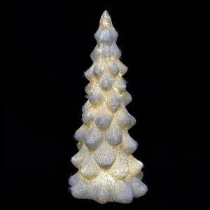 Glass Lit Tree Medium White 26cm