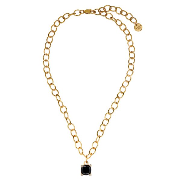 RAMINA Chain Necklace with Black Crystal Gold - Image 2